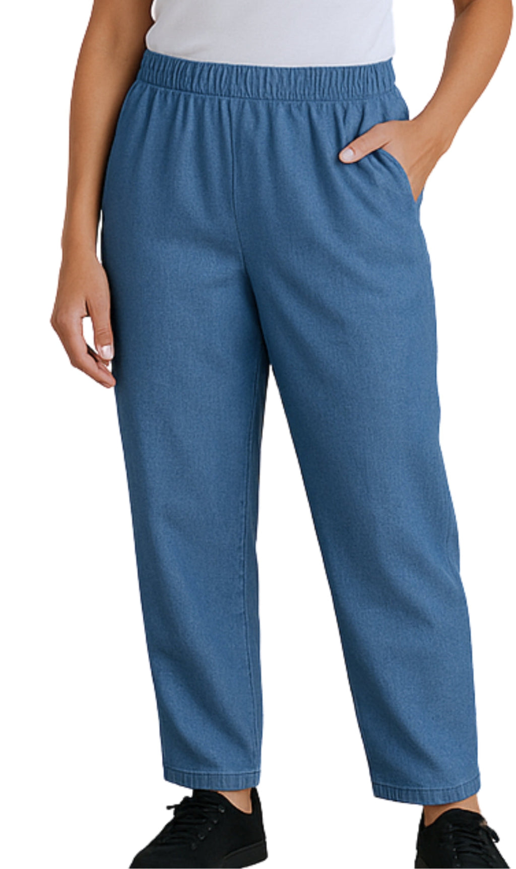 Women's Lightweight Pull-On Denim Jeans with Elastic Waist