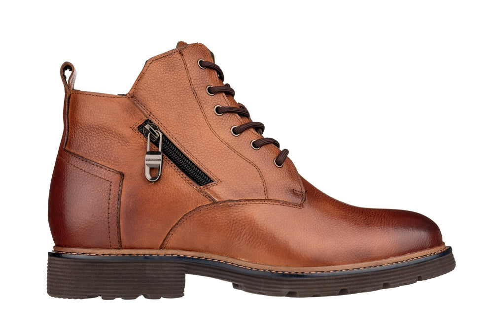 CALTO Brown Casual Lace-Up Boots - 2.8" Elevator