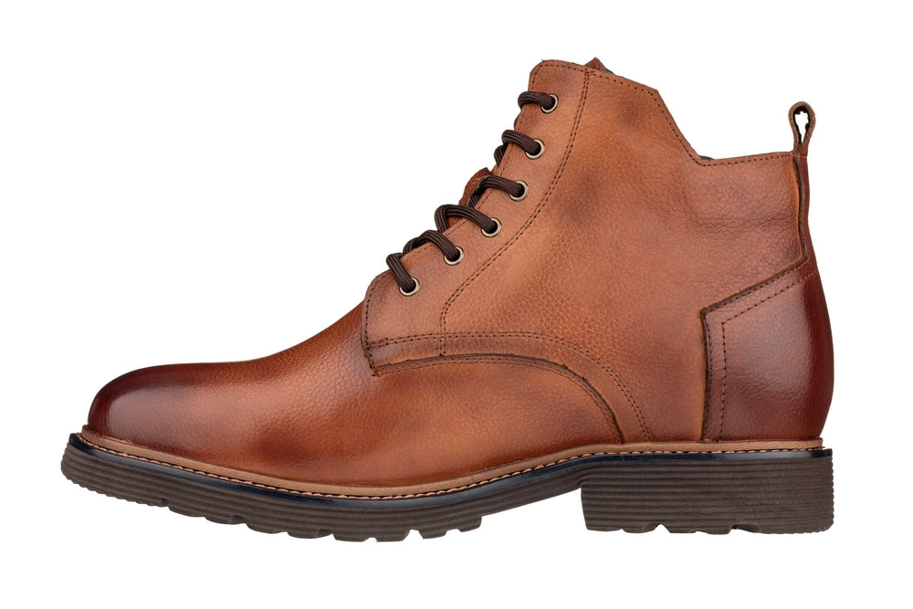 CALTO Brown Casual Lace-Up Boots - 2.8" Elevator