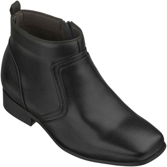 CALTO Black Ankle Zipper Boots - 3.2" Elevator