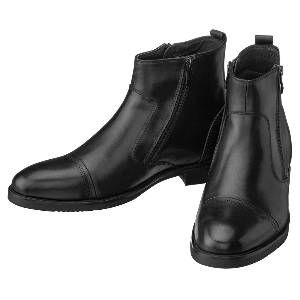 CALTO Black Dress Zipper Boots - 3.2" Elevator
