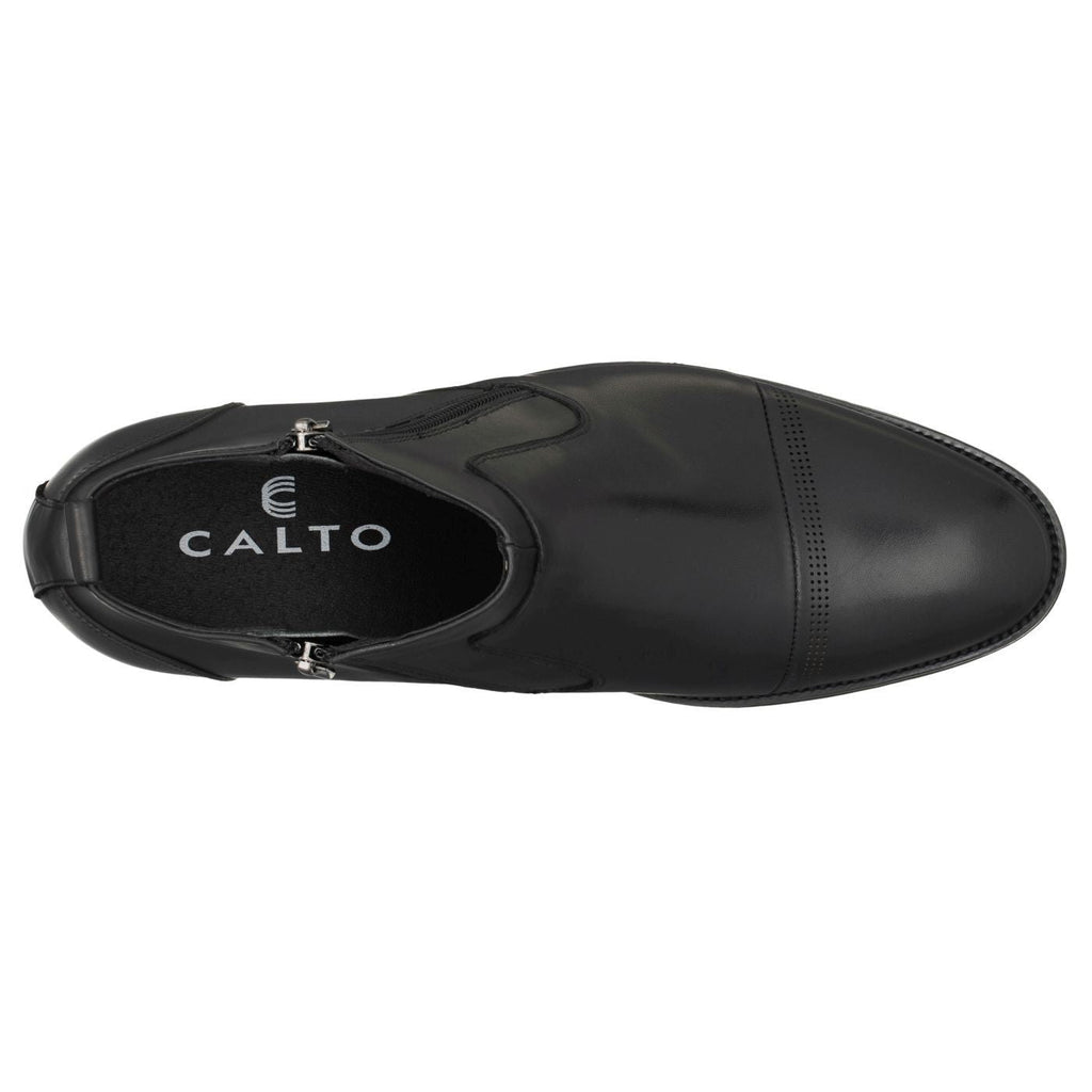 CALTO Black Dress Zipper Boots - 3.2" Elevator