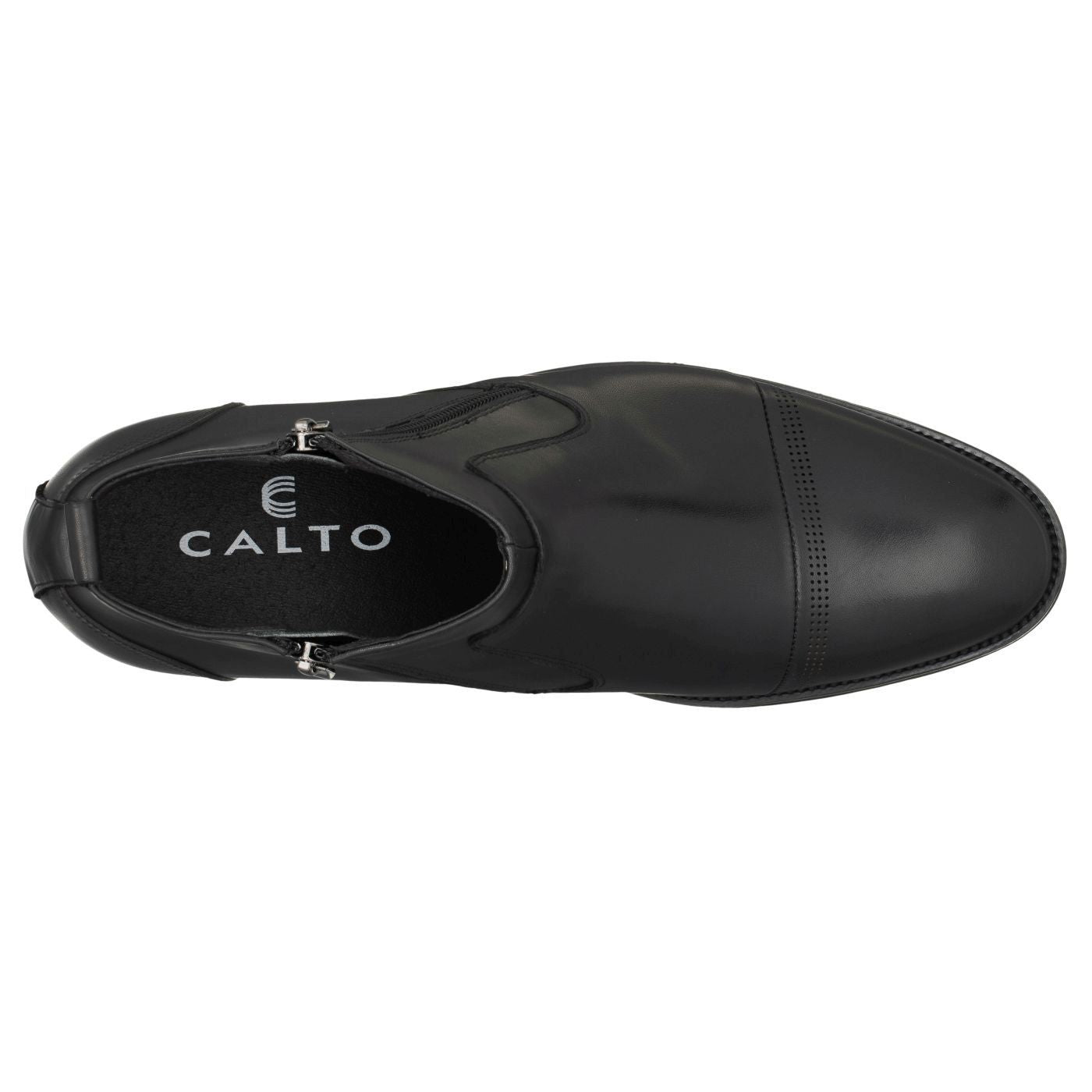 CALTO Black Dress Zipper Boots - 3.2" Elevator