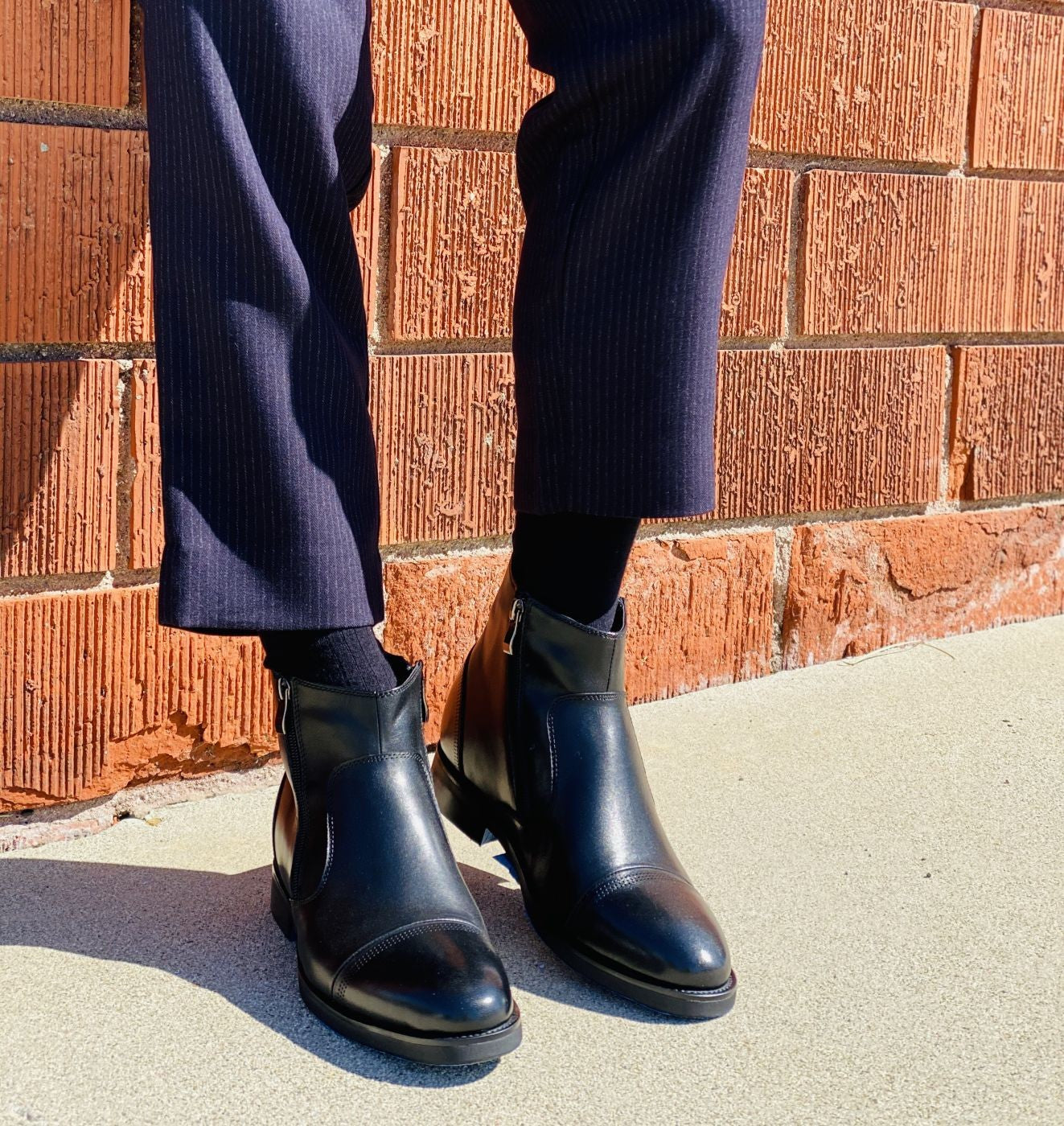 CALTO Black Dress Zipper Boots - 3.2" Elevator
