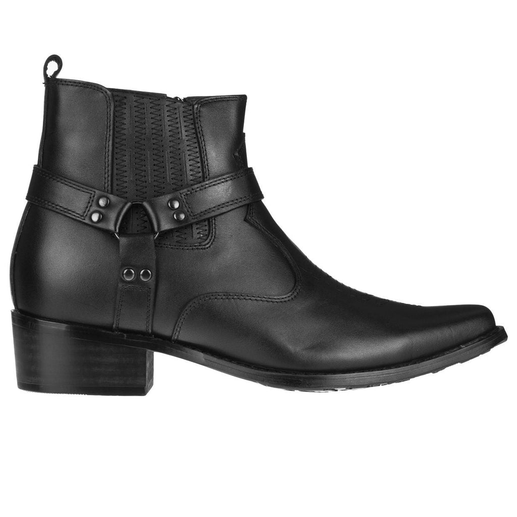 CALTO Black Western Zipper Boots - 3.3" Elevator